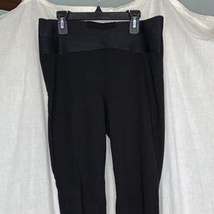 Cabi 521 Black Ponte knit leggings w/criss cross band, size M